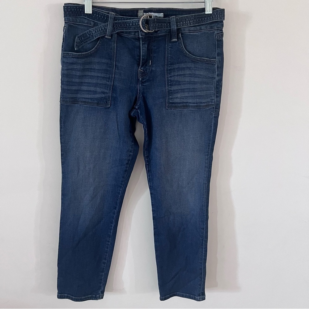 Level 99 Y2K Medium Wash Low-Rise Belted Cropped Pants |Size 28|